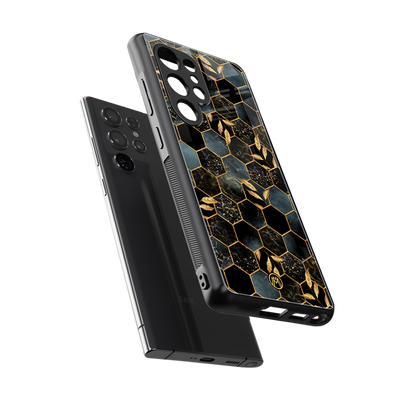 black blue tile marble back phone cover | glass case for samsung galaxy s25 ultra
