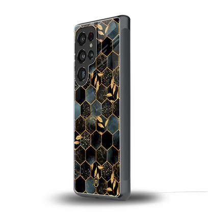 black blue tile marble back phone cover | glass case for samsung galaxy s25 ultra