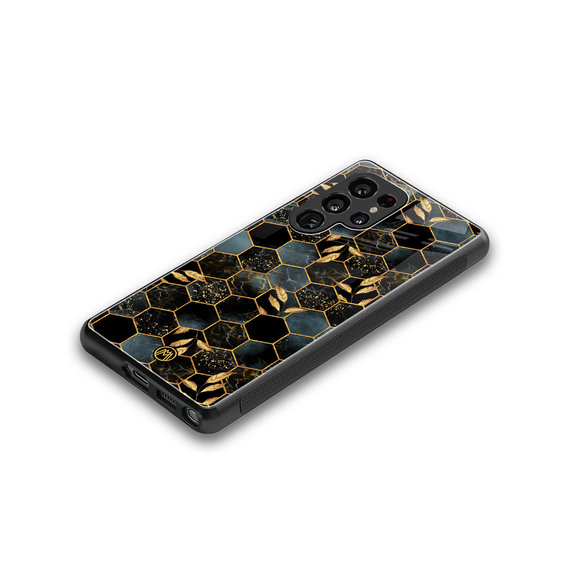 black blue tile marble back phone cover | glass case for samsung galaxy s25 ultra
