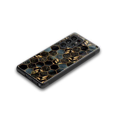 black blue tile marble back phone cover | glass case for samsung galaxy s25 ultra