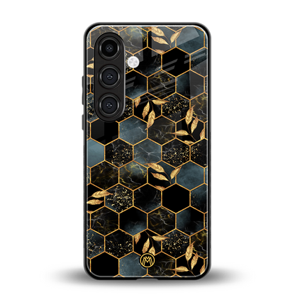 black blue tile marble back phone cover | glass case for samsung galaxy s23 plus