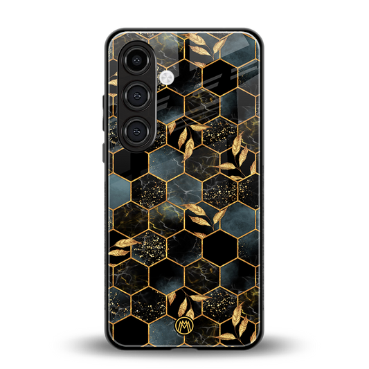 black blue tile marble back phone cover | glass case for samsung galaxy s24 plus