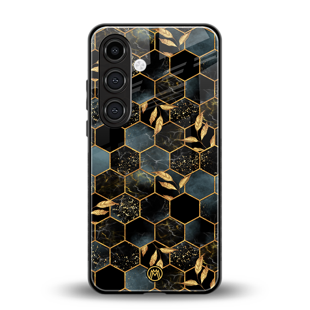 black blue tile marble back phone cover | glass case for samsung galaxy s24 fe