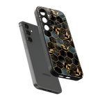 black blue tile marble back phone cover | glass case for samsung galaxy s25 plus