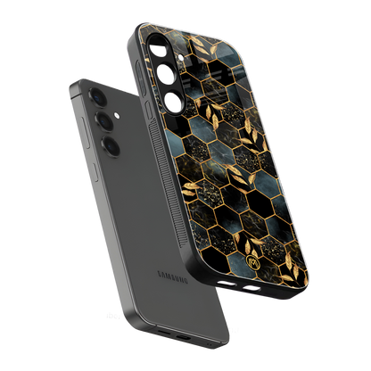 black blue tile marble back phone cover | glass case for samsung galaxy s24 plus