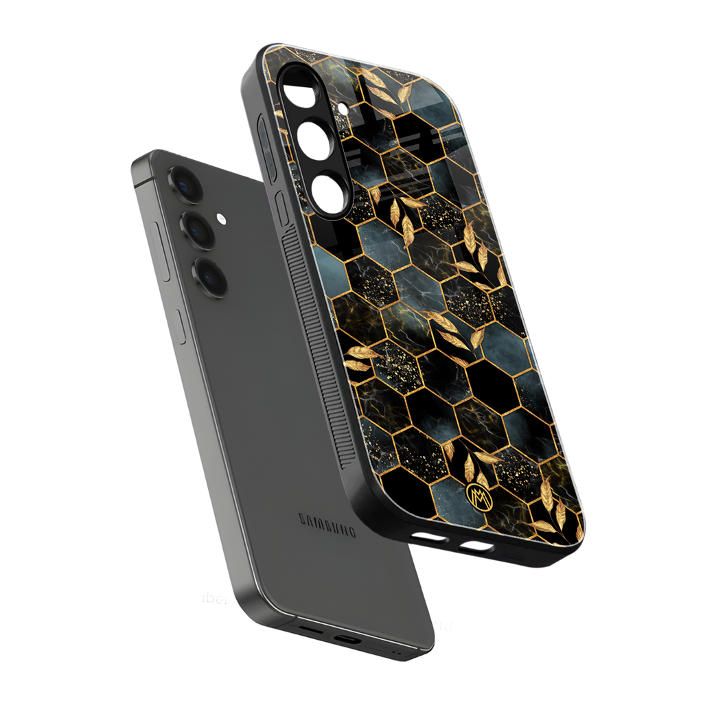 black blue tile marble back phone cover | glass case for samsung galaxy s23