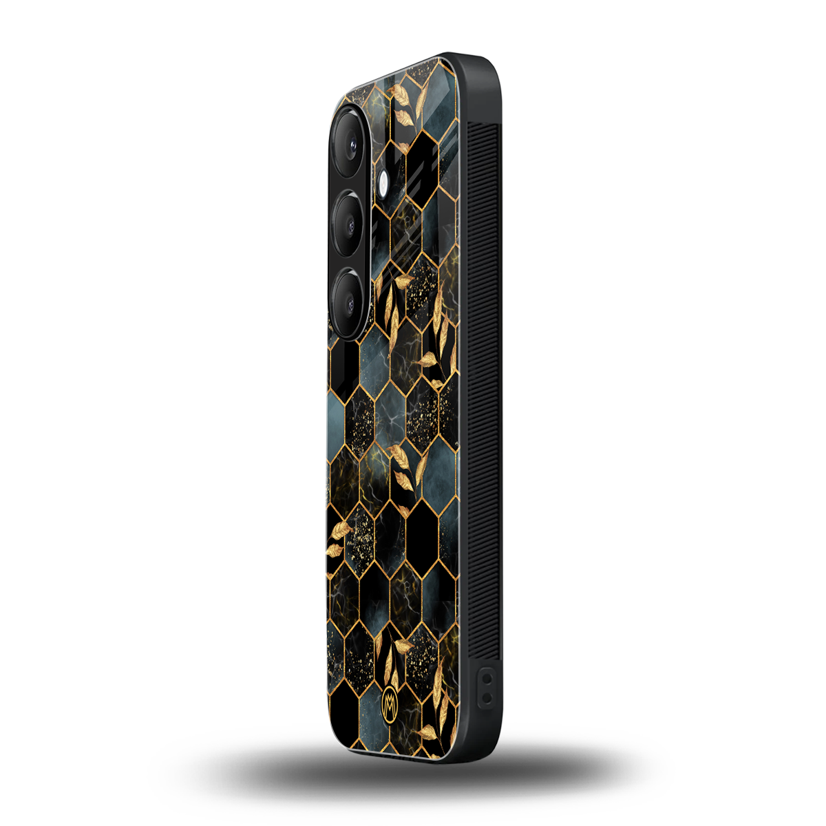 black blue tile marble back phone cover | glass case for samsung galaxy s24 fe