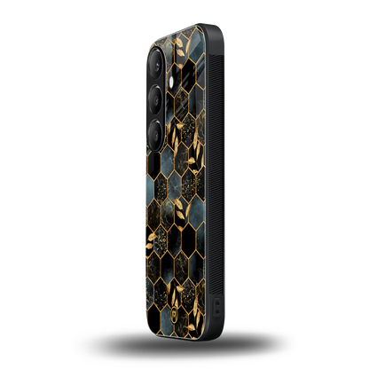 black blue tile marble back phone cover | glass case for samsung galaxy s23 plus