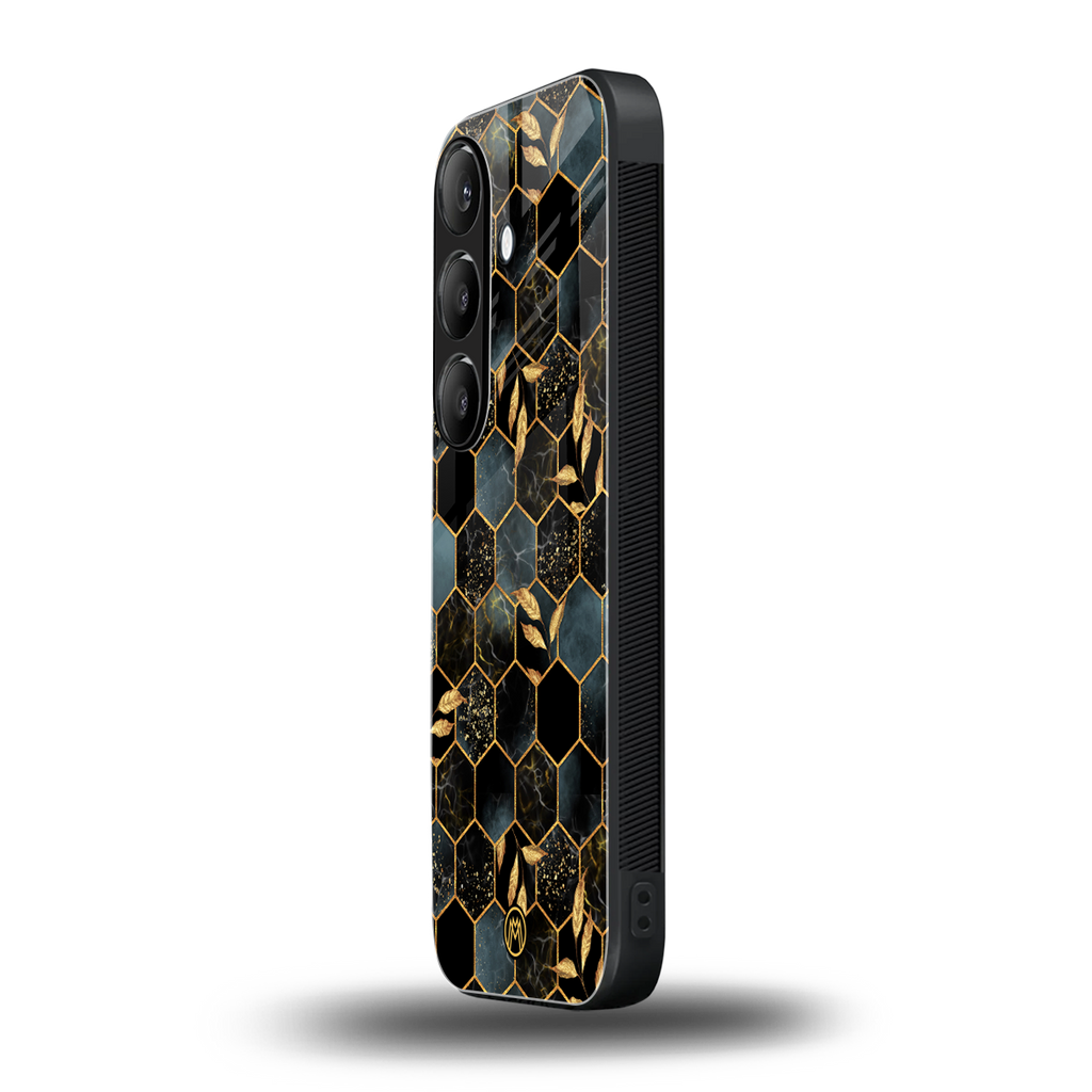 black blue tile marble back phone cover | glass case for samsung galaxy s24 plus