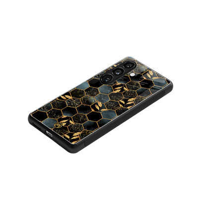 black blue tile marble back phone cover | glass case for samsung galaxy s23 plus