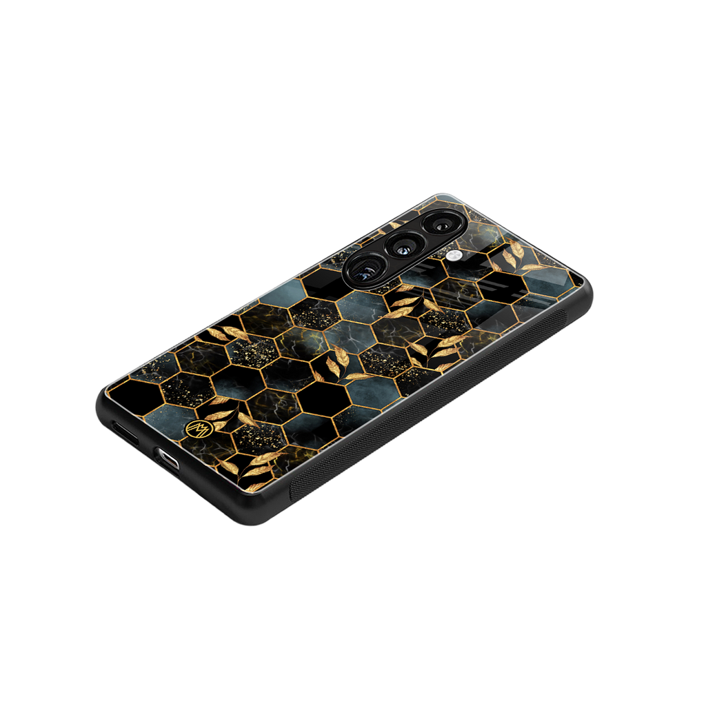 black blue tile marble back phone cover | glass case for samsung galaxy s24 plus