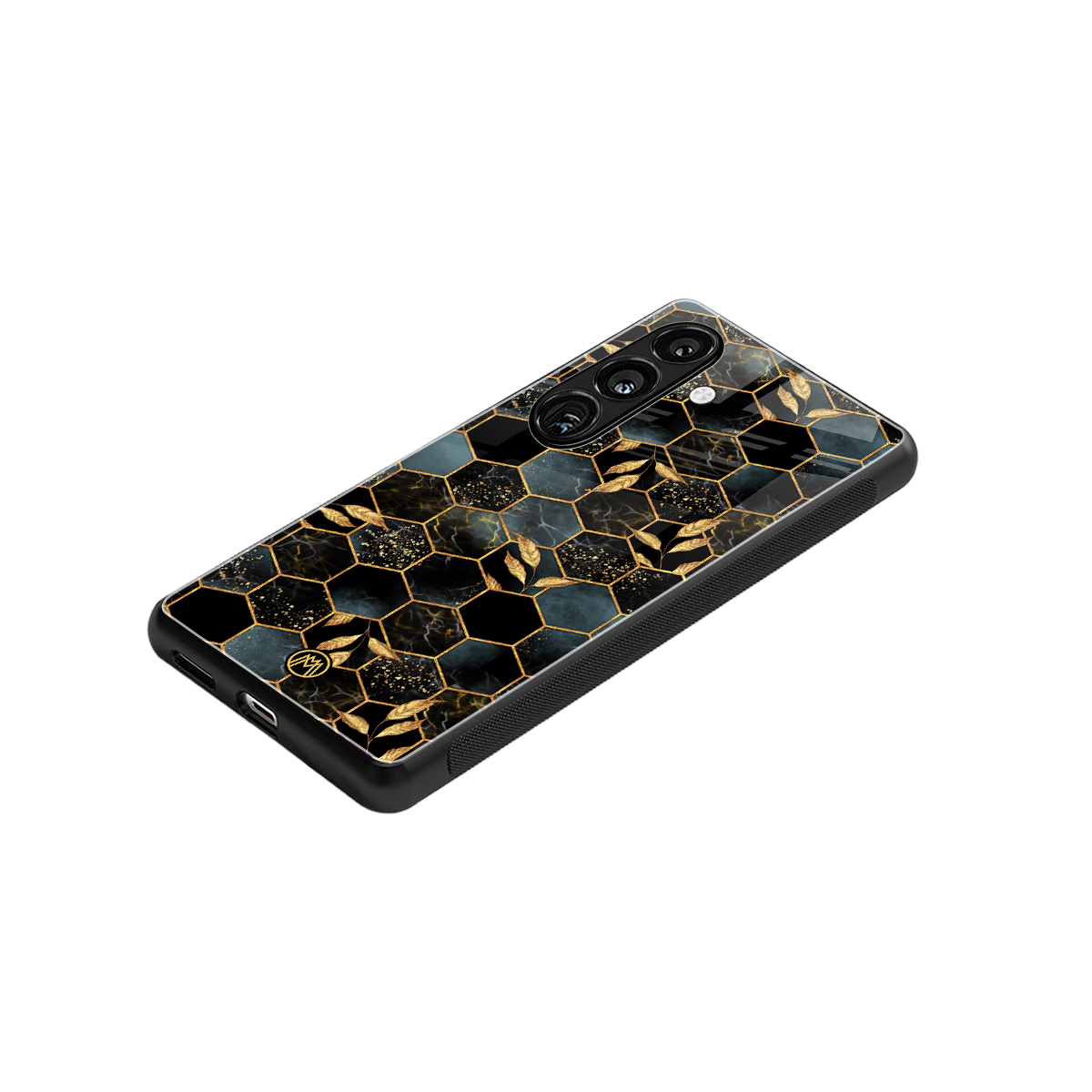 black blue tile marble back phone cover | glass case for samsung galaxy s24 plus