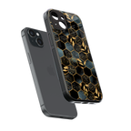 black blue tile marble back phone cover | glass case for iphone 15