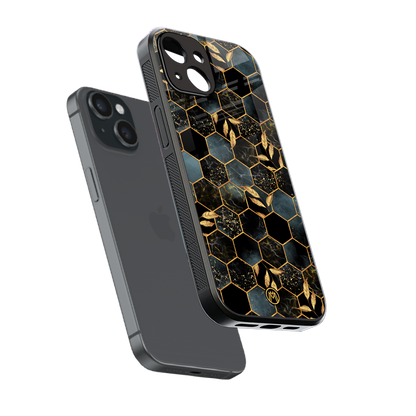 black blue tile marble back phone cover | glass case for iphone 15