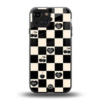 black cherries check pattern back phone cover | glass case for iphone 13 mini