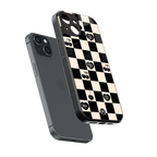 black cherries check pattern back phone cover | glass case for iphone 13 mini