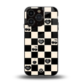 black cherries check pattern back phone cover | glass case for iphone 13 pro