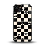 black cherries check pattern back phone cover | glass case for iphone 13