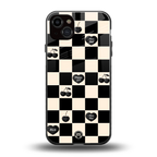 black cherries check pattern back phone cover | glass case for iphone 14 plus