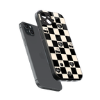black cherries check pattern back phone cover | glass case for iphone 14 plus