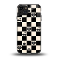 black cherries check pattern back phone cover | glass case for iphone 15