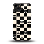 black cherries check pattern back phone cover | glass case for iphone 15