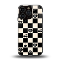 black cherries check pattern back phone cover | glass case for iphone 16 pro