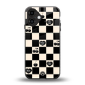 black cherries check pattern back phone cover | glass case for iphone 16