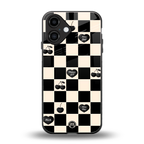 black cherries check pattern back phone cover | glass case for iphone 16
