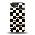 black cherries check pattern back phone cover | glass case for iphone 16e