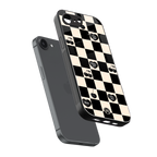 black cherries check pattern back phone cover | glass case for iphone 16e