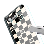 black cherries check pattern back phone cover | glass case for iphone 16e