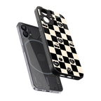 black cherries check pattern back phone cover | glass case for nothing phone 1