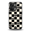 black cherries check pattern back phone cover | glass case for oneplus nord 3