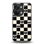 black cherries check pattern back phone cover | glass case for oneplus nord 3