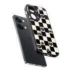 black cherries check pattern back phone cover | glass case for oneplus nord 3