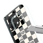 black cherries check pattern back phone cover | glass case for oneplus nord 3