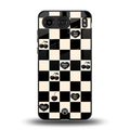 black cherries check pattern back phone cover | glass case for oneplus nord 4