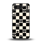 black cherries check pattern back phone cover | glass case for oneplus nord 4