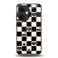 black cherries check pattern back phone cover | glass case for oneplus nord ce 3