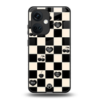 black cherries check pattern back phone cover | glass case for oneplus nord ce 3