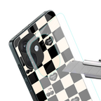black cherries check pattern back phone cover | glass case for oneplus nord ce 3