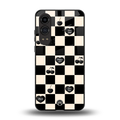black cherries check pattern back phone cover | glass case for oneplus nord ce 4 lite