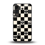 black cherries check pattern back phone cover | glass case for oneplus nord ce 4 lite