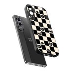 black cherries check pattern back phone cover | glass case for oneplus nord ce 4 lite