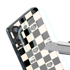 black cherries check pattern back phone cover | glass case for oneplus nord ce 4 lite