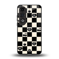 black cherries check pattern back phone cover | glass case for oneplus nord ce 4