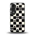 black cherries check pattern back phone cover | glass case for oneplus nord ce 4