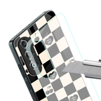black cherries check pattern back phone cover | glass case for oneplus nord ce 4
