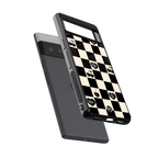 black cherries check pattern back phone cover | glass case for google pixel 6 pro